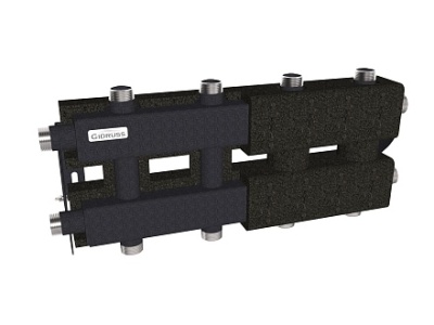 Модульный коллектор GIDRUSS МК-60-5DU.EPP с термоизоляцией (до 60кВт, G1", 2+2+1 контура G1")