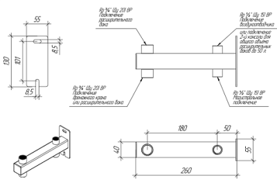 Консоль GIDRUSS из нерж. стали под расш. бак до 25л BKSS-25.BASIS (2х1/2"ВР,2х3/4"ВР)