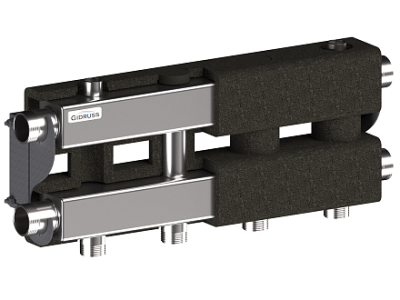 Модульный коллектор GIDRUSS из нерж.стали MKSS-100-2.EPP (до 100кВт, G 11/4", 2 контура G 1")