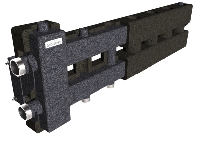 Балансировочный коллектор GIDRUSS BMSS-80-4D.EPP (до 80кВт, G 1 1/4", 3=1" + 1=1 1/4"), в изоляции