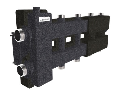 Балансировочный коллектор GIDRUSS  ВМ-80-5DU.EPP (до 80кВт, G 1 1/4", 2+2=1"+1 1=1/4") в изоляции
