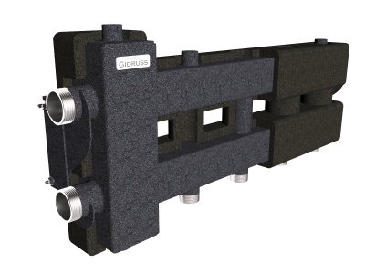 Балансировочный коллектор GIDRUSS  ВМ-80-3D.EPP (до 80кВт, G 1 1/4", 2+1 контура G 1") в изоляции