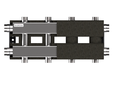 Модульный коллектор GIDRUSS из нерж.стали MKSS-100-4DU.EPP (до 100кВт, G 11/4", 2+2 контура G 1")