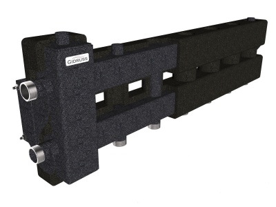 Балансировочный коллектор GIDRUSS  ВМ-60-4D.EPP (до 60кВт, G 1", 3+1 контура G 1"), в изоляции