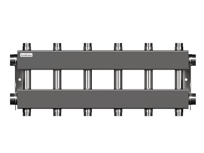 Модульный коллектор GIDRUSS из нерж.стали MKSS-150-6DUх25 (до 150кВт, G11/2", 3+3 контура G 1")
