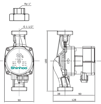 Насос циркуляционный энергосберегающий Shinhoo MASTER S 25-6 180мм 230V 5-39Вт (с гайками)